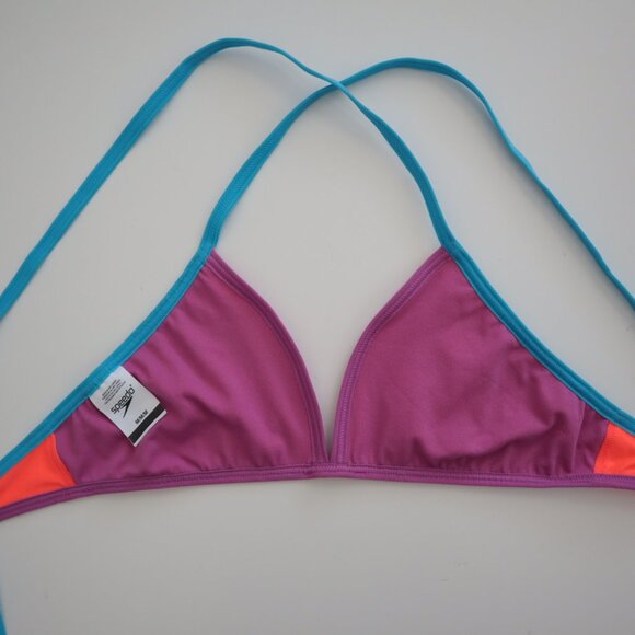 Speedo Neon Colorblock Triangle Bralette Bikini Top | M - Picture 5 of 6